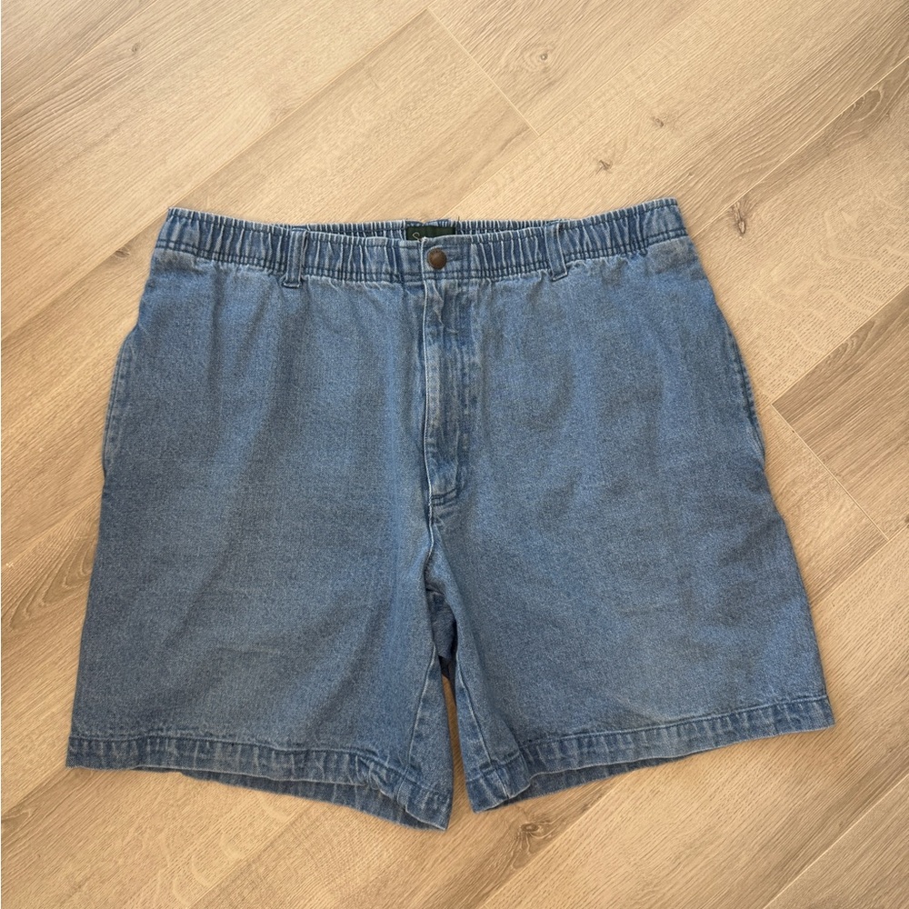 Vintage 90s Scandinavian Woods Jean Shorts with Stretchy Waist Size 40